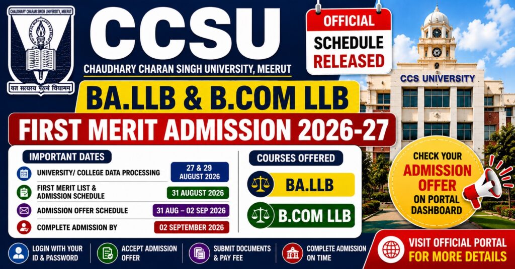 CCSU BA LLB B.Com LLB First Merit List 2026